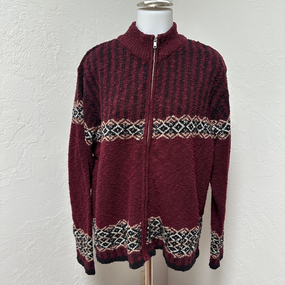Burgundy Patterned Sweater